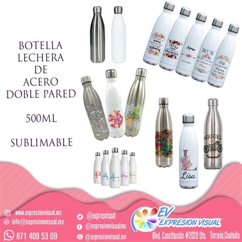 Botella Lechera De Acero Doble Pared Ml Sublimable Botellas Acero