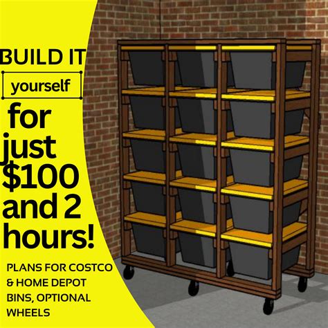 Ultimate 27 Gallon Mobile Tote Storage Rack Plans Garage Shelves Plans 3x5 Digital Build Plans