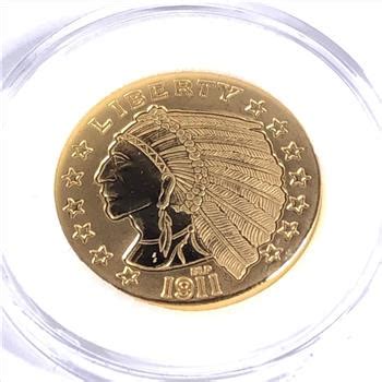 K Gold Layered Indian Head Replica Proof Dcam In Protective