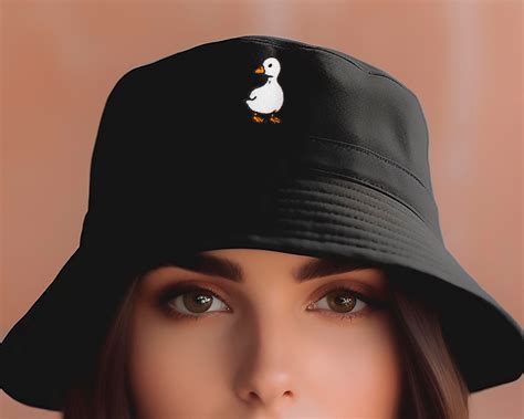 Cute Duck Embroidered Bucket Hat 100 Cotton Short Brim Multiple Sizes Etsy