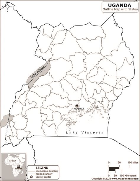 Uganda Outline Map Uganda Outline Map With State Boundaries