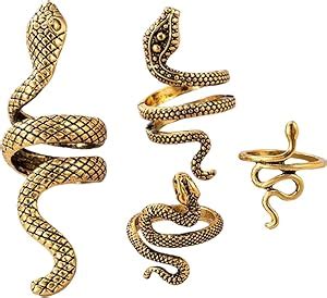 Poyamuse Punk Snake Rings Set Gothic Style Wrap Finger Design Serpent