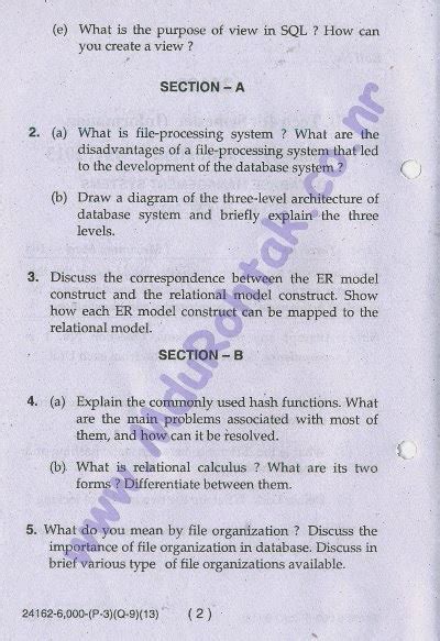 Database Management System Dbms May 2013 B Tech 4th Semester Question Paper ~ Mdu Btech