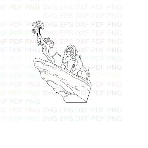 Mufasa And Nala And Baby Simba The Lion King Outline Svg Dxf Inspire