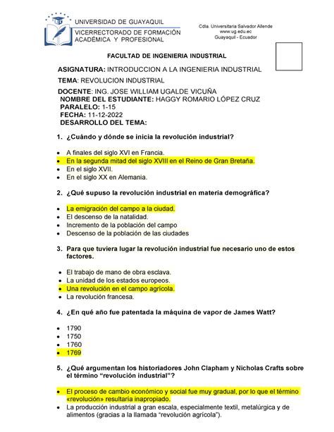 Banco De Preguntas Revoluci N Industrial Universidad De Guayaquil