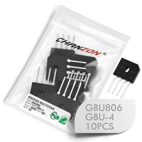 Pack Of 10 Pieces Chanzon GBU806 Bridge Rectifier Diode 8A 600V GBU 4