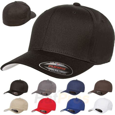 V Flexfit Cotton Twill Baseball Cap Fitted Flex Fit Ballcap Plain Blank