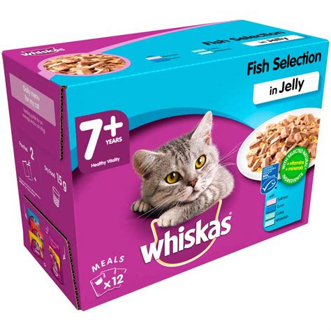 Whiskas Senior Wet Cat Food Pouches Fish In Jelly 12 X 100g Wilko