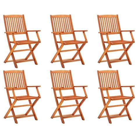 Leh Chaises De Jardin Pliables Pcs Bois D Eucalyptus Massif