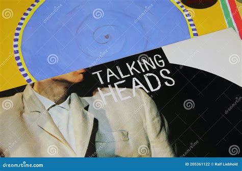 Close Up Of Vintage Vinyl Record Covers Of Rock Band Talking Heads