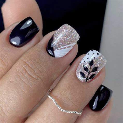 Amazon 24 Pcs Black Press On Nails Short Square BHLFRH Nude Fake Nails Press Ons With