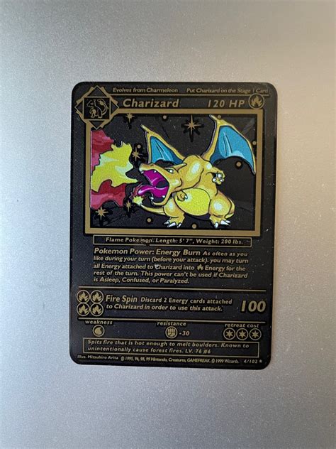 Charizard Card Limited Edition Black Metal Card Hobbies And Toys Toys And Games On Carousell