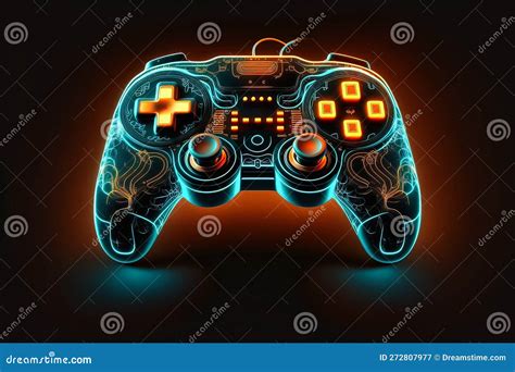 neon stylized gamepad   unique design future  gaming console