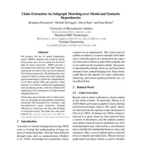 Claim Extraction Via Subgraph Matching Over Modal And Syntactic