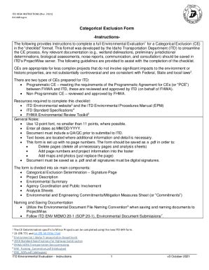 Fillable Online Categorical Exclusion Form Instructions Fax Email