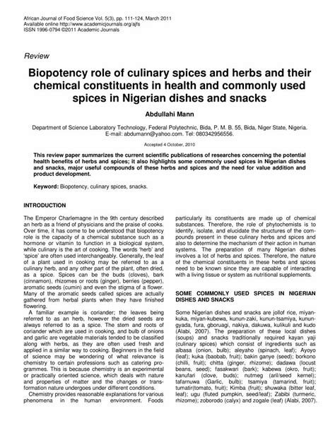 Pdf Biopotency Role Of Culinary Spices And Herbs And Their Dokumen Tips