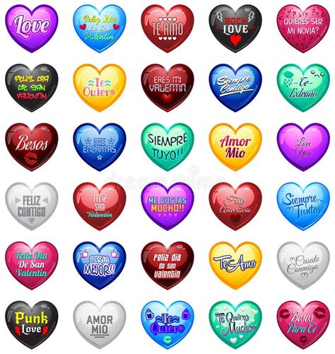 Love Hearts With Spanish Messages Stock Vector Illustration Of Master