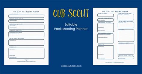 Cub Scout Pack Meeting Agenda Template