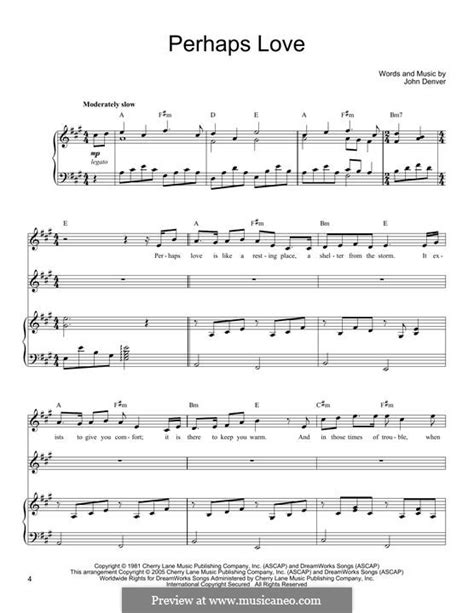 Perhaps Love by J. Denver - sheet music on MusicaNeo