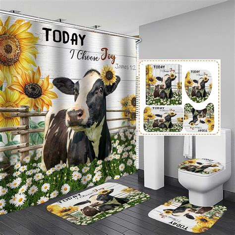 Amazon Jayden Madge Pcs Cow Shower Curtain Set Inspirational