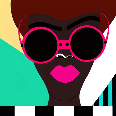 Minimalist Illustrated High Fashion Model Black Woman Wearing Glasses · Creative Fabrica