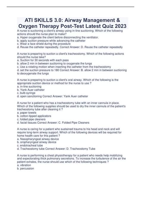 Students Are Panicking Over The Latest Ati Oxygen Therapy Quiz