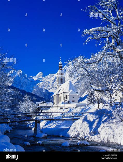 Kirche Von Ramsau Im Winter Berchtesgaden Bayern Deutschland