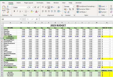 New 2023 Monthly Budget Spreadsheet Annual Budget Etsy