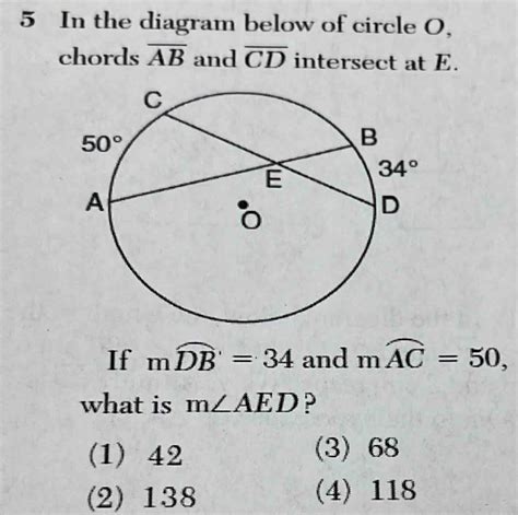 Solved In The Diagram Below Of Circle O Chords Overline Ab And