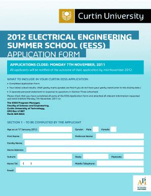 Fillable Online Engineering Curtin Edu Electrical Engineering