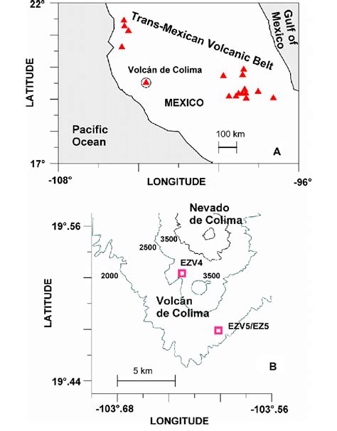 (A) Position of Volcán de Colima within the Trans-Mexican Volcanic ...