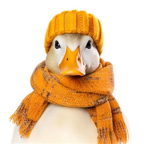 Premium Ai Image A Duck Wearing A Scarf And A Hat