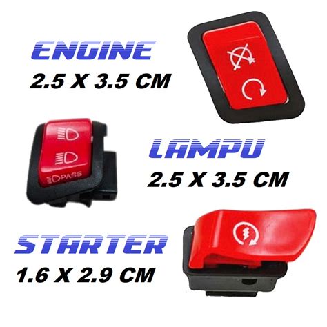 Jual Saklar Starter Engine Tombol Warna Merah Vietnam Switch Lampu Beam Dimmer Led Dim Mesin