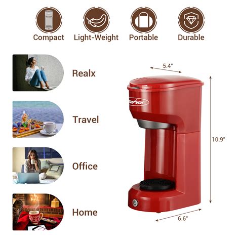 Single Serve Coffee Maker Brewer For Single Cup K Cup Coffeemaker With Permanent Filter 6oz To