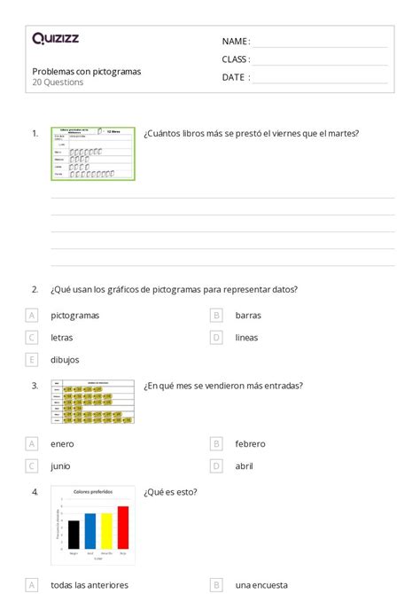 50 Pictogramas Hojas De Trabajo Para Grado 4 En Quizizz Gratis E