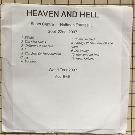 Heaven And Hell 2 cd Hoffman Estates IL 2007 tour