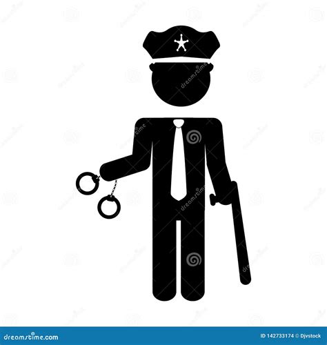 Police Agent with Handcuffs Stock Vector - Illustration of person