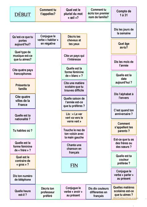 Jeu des questions Fiches pédagogiques Jeu de l oie Question pour