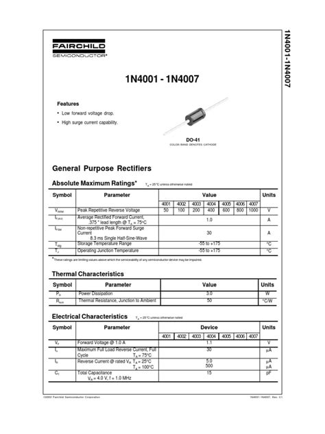 1n4007 PDF | PDF | Rectifier | Electric Current