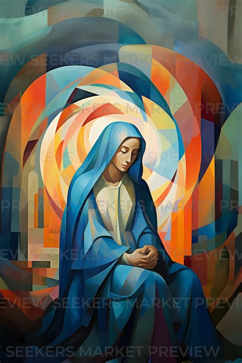 Mary Mother Of Jesus Painting Poster Expressionism St Mary Art Virgin