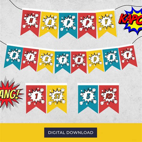 Superhero Happy Birthday Banner Superhero Birthday Decor - Etsy