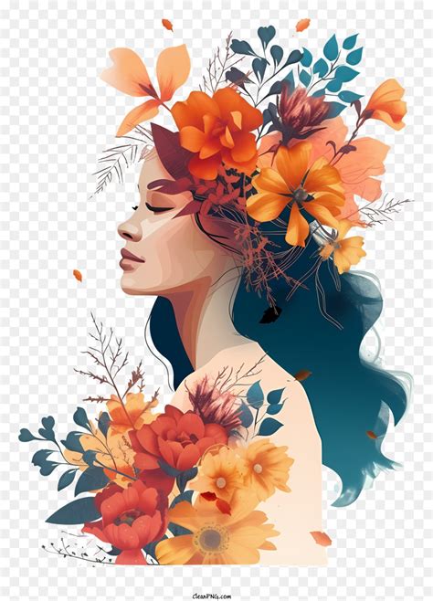 Design Graphique Audacieux Et Color La Femme Et Les Fleurs Femme Png