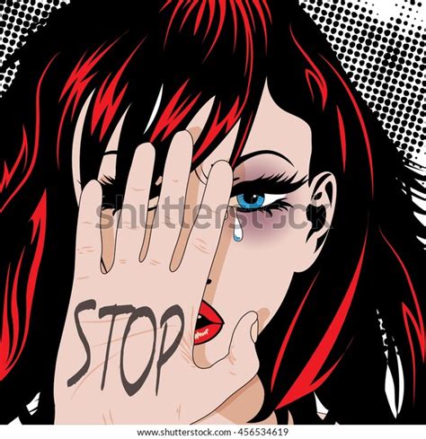 Pop Art Crying Woman Tears Hand