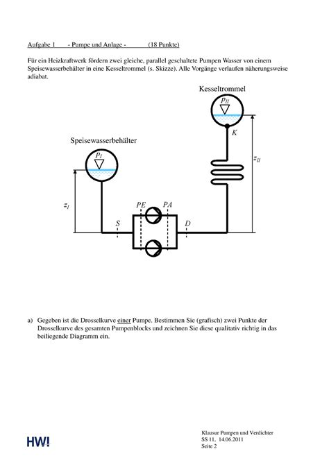 Pu V Ler Klausur S Hwi Std Aufgabe Pumpe Und Anlage