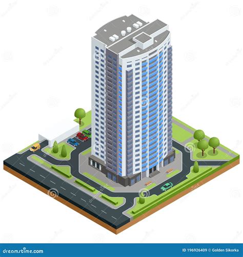 isometric facade   multi storey buildin buildings  modern city