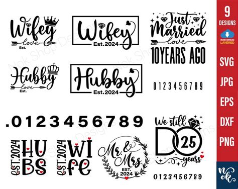 Hubby And Wifey Svg Bundle Husband And Wife Svg Bride Groom Svg Couples Shirt Svg His And