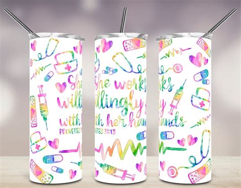 Nurse 20oz Skinny Tumbler Sublimation Designs For Etsy