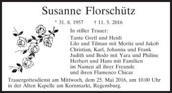 Traueranzeigen Von Susanne Florsch Tz Mittelbayerische Trauer