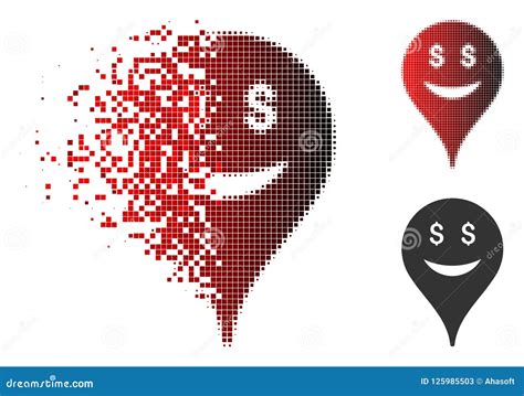 Damaged Dot Halftone Business Smiley Map Marker Icon Stock Vector