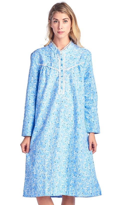 Casual Nights Women S Flannel Floral Long Sleeve Nightgown Blue X